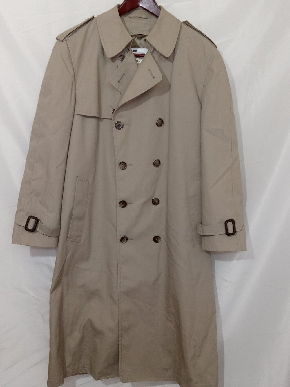 Vintage London Fog Trench Coat 40R USA Made Removable Liner Beige Long Coat